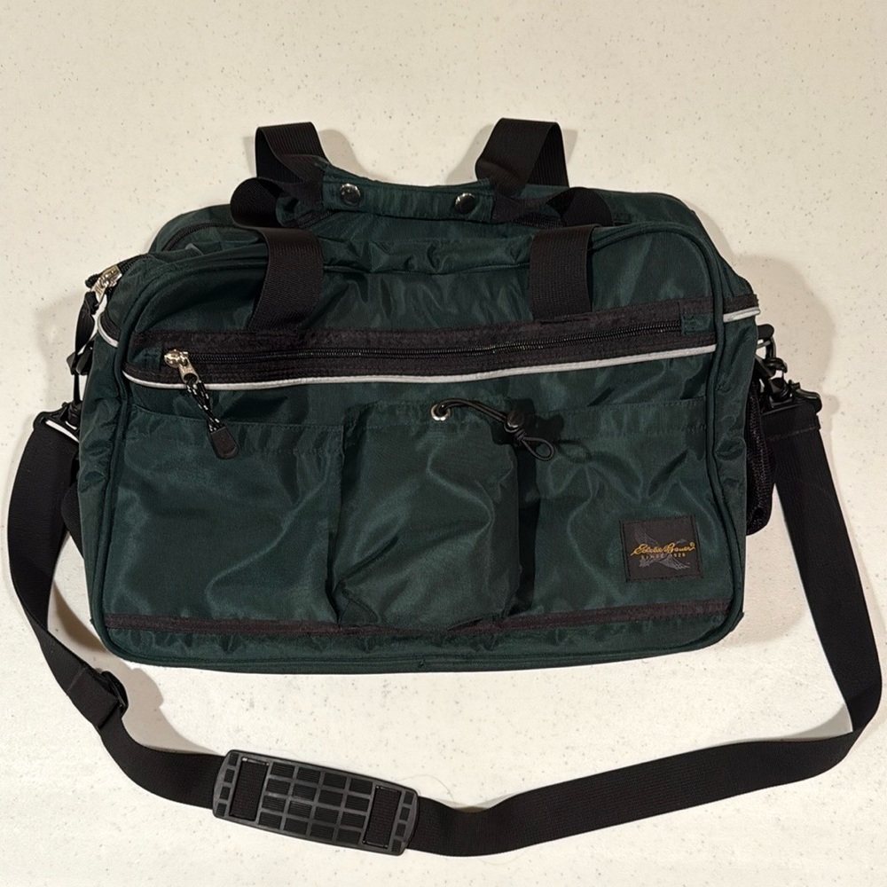Eddie Bauer Green and Black Travel Bag with Adjustable Strap